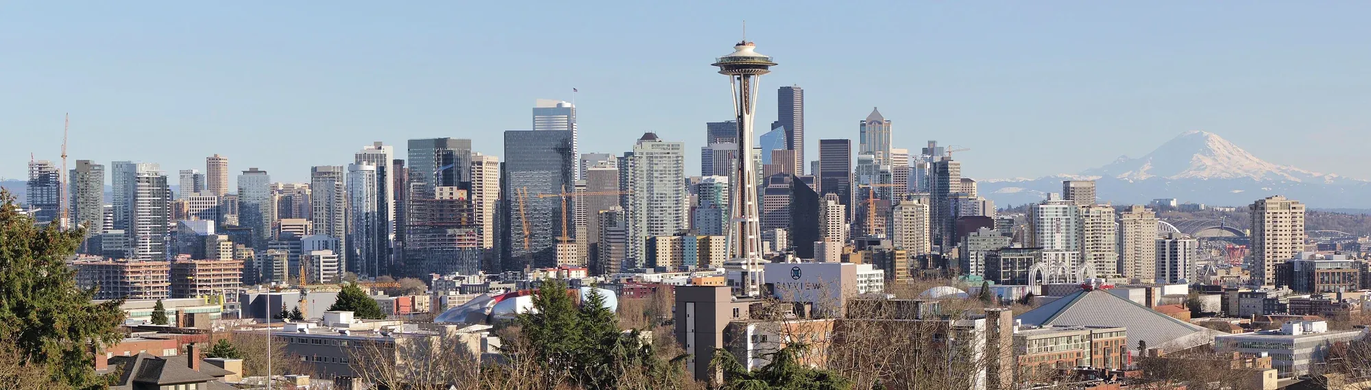 Seattle skyline with the Space Needle and Mount Rainier, seen from Kerry Park